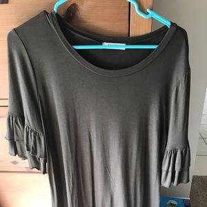 Olive ruffled sleeve top